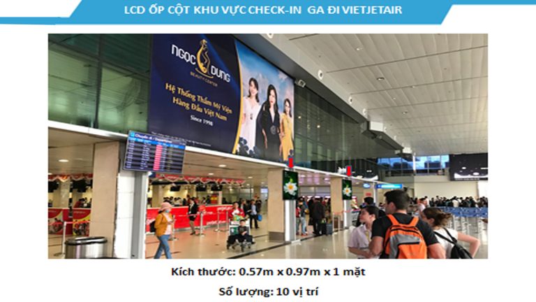 Led Indoor Tại 43″ Check-In VIETJET AIR – Sân Bay Tân Sơn Nhất – Quận Tân Bình – Tp. Hồ Chí Minh (10 Vị Trí)
