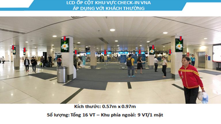 Led Indoor Tại 43″ Check-In VNA Dành Cho Khách Thường – Sân Bay Tân Sơn Nhất – Quận Tân Bình – Tp. Hồ Chí Minh (20 Vị Trí)