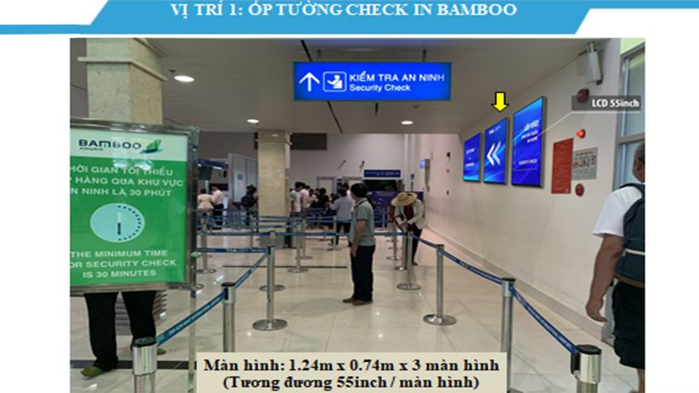 Led Indoor Tại Ốp Tường Check In Bambo 55 Inch – Sân Bay Tân Sơn Nhất – Quận Tân Bình – Tp. Hồ Chí Minh (3 Vị Trí)